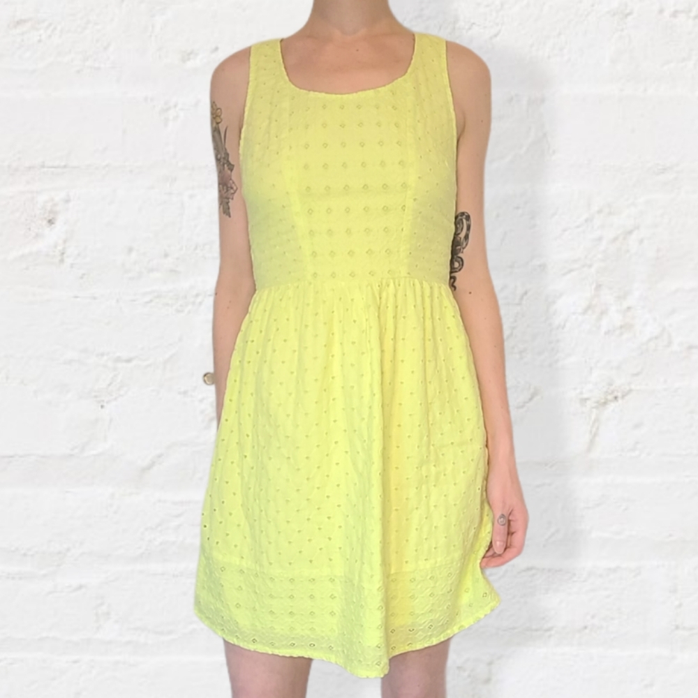 AEO Skater Dress Bright Yellow A-line Sz 4